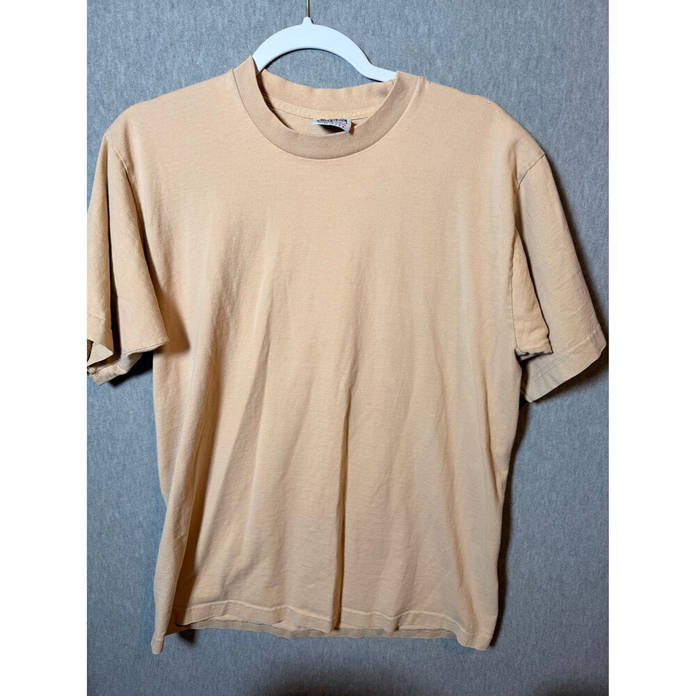 5 PRO Super Heavy 100% Cotton T-Shirt Men's Size L Tan Short Sleeve Made in USA